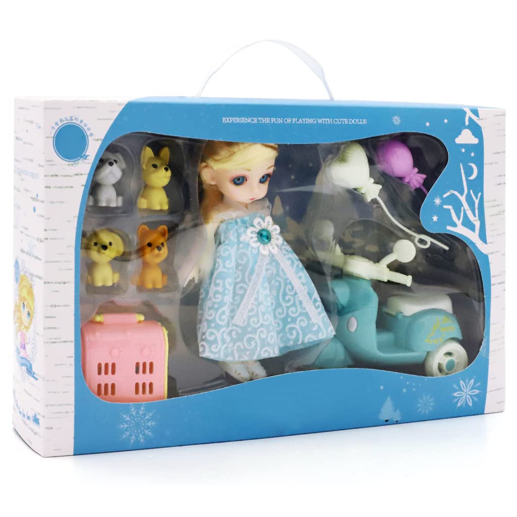 PATPAT Doll Set with Motorcycle Prop, Dollhouse Princess Toys, Cute Cartoon Doll Toy for Girls, Birthday Gift for Girl, Gift Box Packing (Blue) PATPAT Doll Set with Motorcycle Prop, Dollhouse Princess Toys, Cute Cartoon Doll Toy for Girls, Birthday Gift for Girl, Gift Box Packing (Blue)